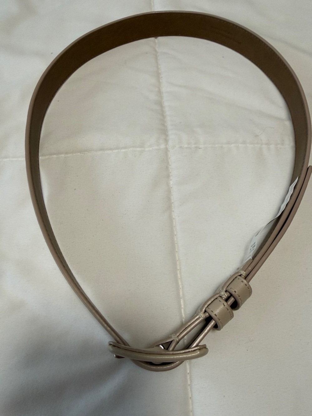 NWT-Talbots Beige Leather Belt with Square Covered Buckle. XS - Picture 4 of 5